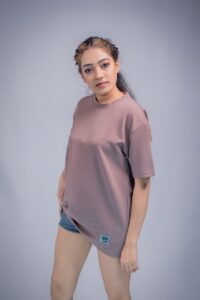 Moose Textured T-Shirt for Women - Mauve